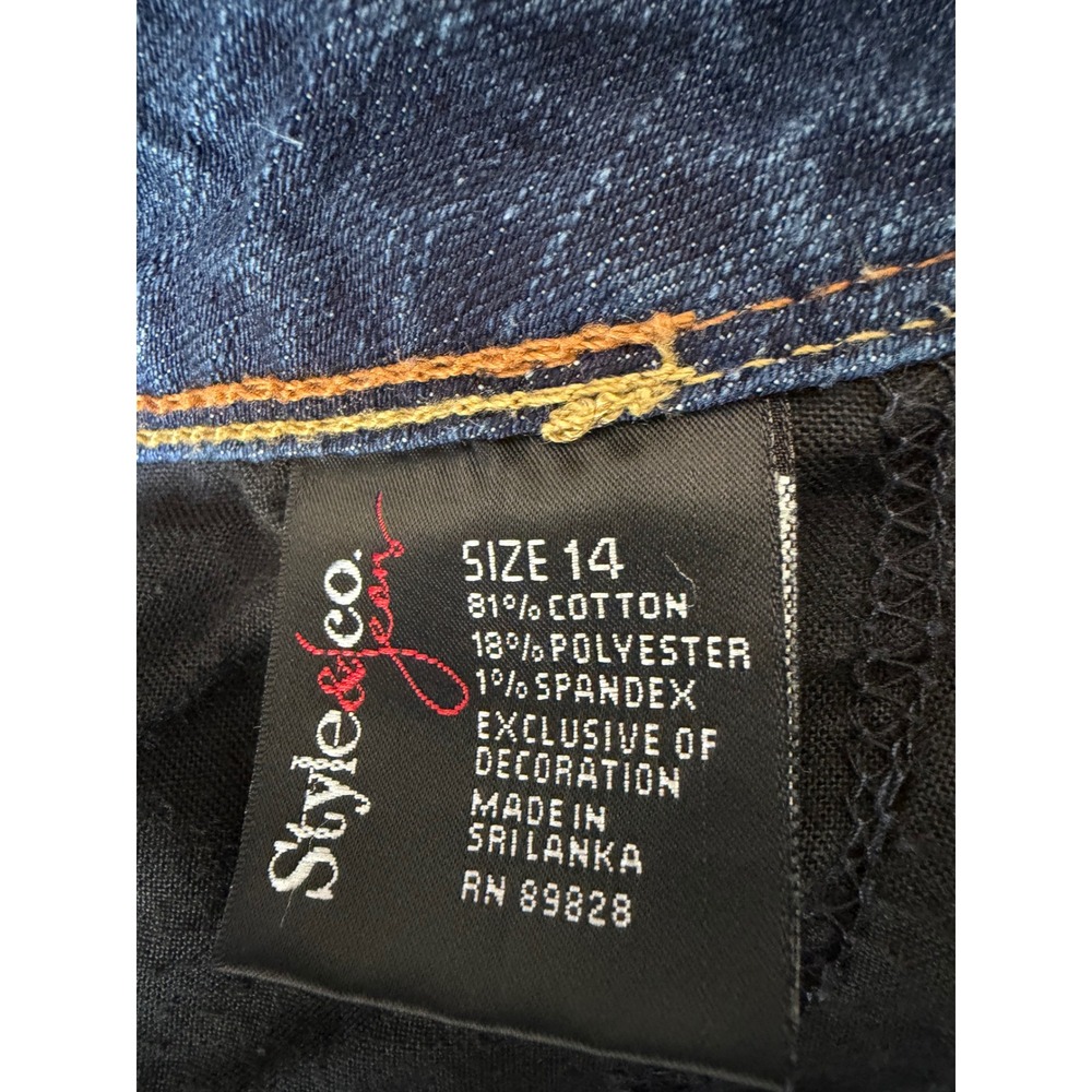 Style & Co Womens Bootcut Jeans Size 14 Dark Wash Blue Stretch Denim Mid Rise - Picture 5 of 11